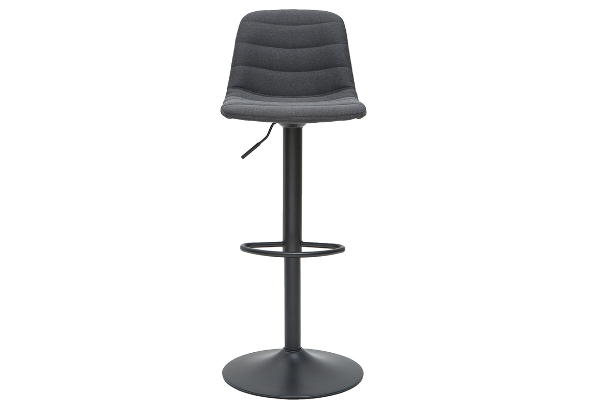 Tabourets de bar r�glables pivotants 360� tissu et m�tal gris fonc� (lot de 2) SAURY