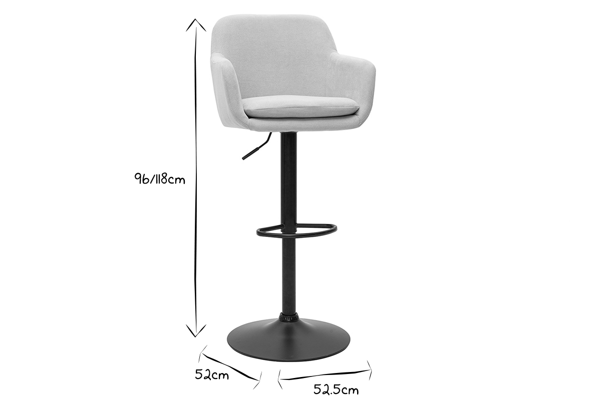 Tabourets de bar r�glables tissu effet velours beige et m�tal (lot de 2) AMIKA