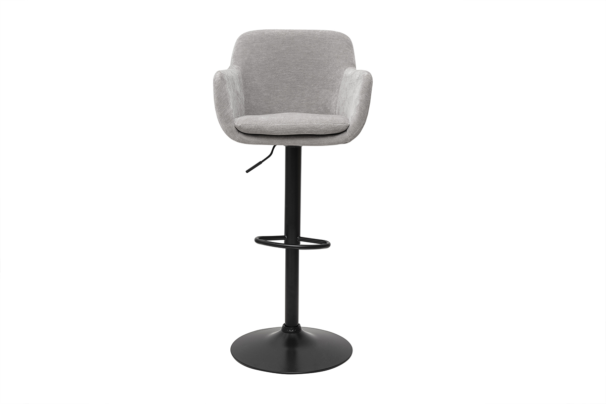 Tabourets de bar r�glables tissu effet velours gris et m�tal (lot de 2) AMIKA