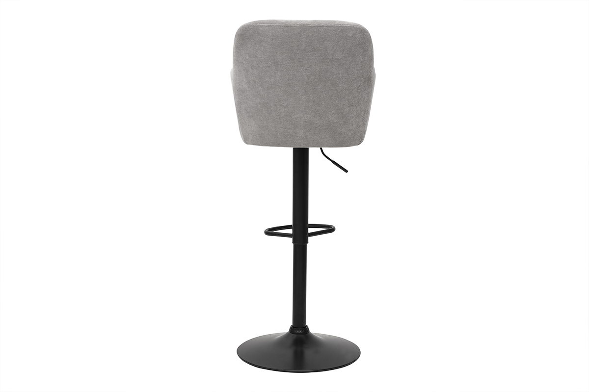 Tabourets de bar r�glables tissu effet velours gris et m�tal (lot de 2) AMIKA