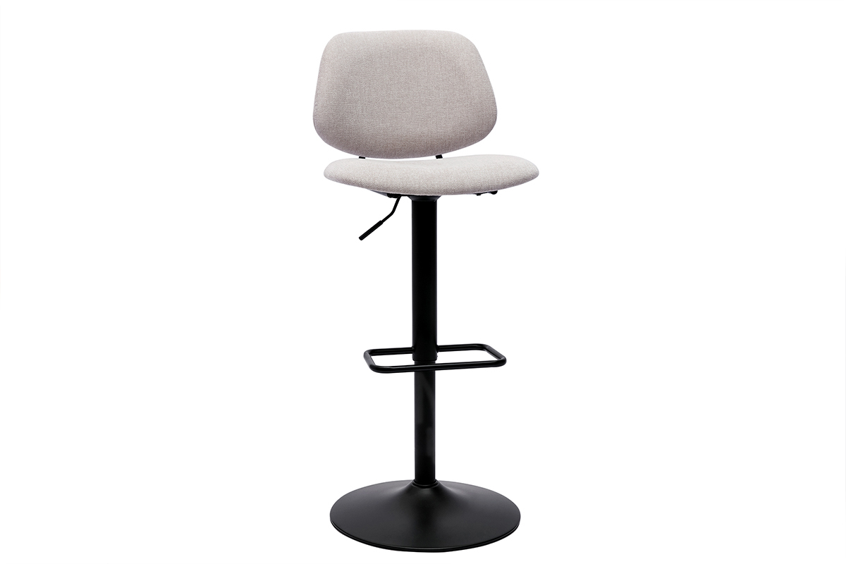 Tabourets de bar relevables design en tissu effet velours beige et m�tal noir BARNET (lot de 2)
