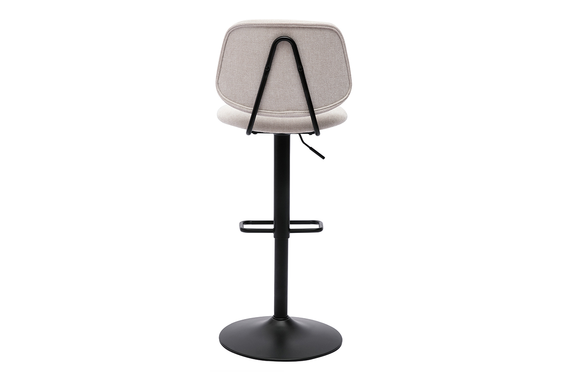 Tabourets de bar relevables design en tissu effet velours beige et m�tal noir BARNET (lot de 2)
