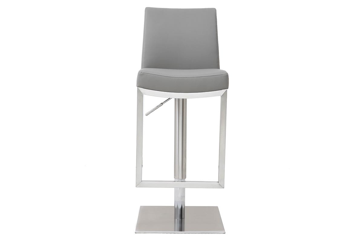 Tabourets de bar relevables gris et acier chrom� (lot de 2) KYLE