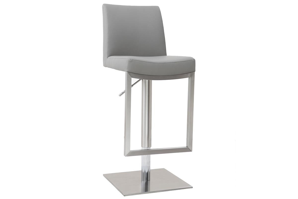 Tabourets de bar relevables gris et acier chrom� (lot de 2) KYLE