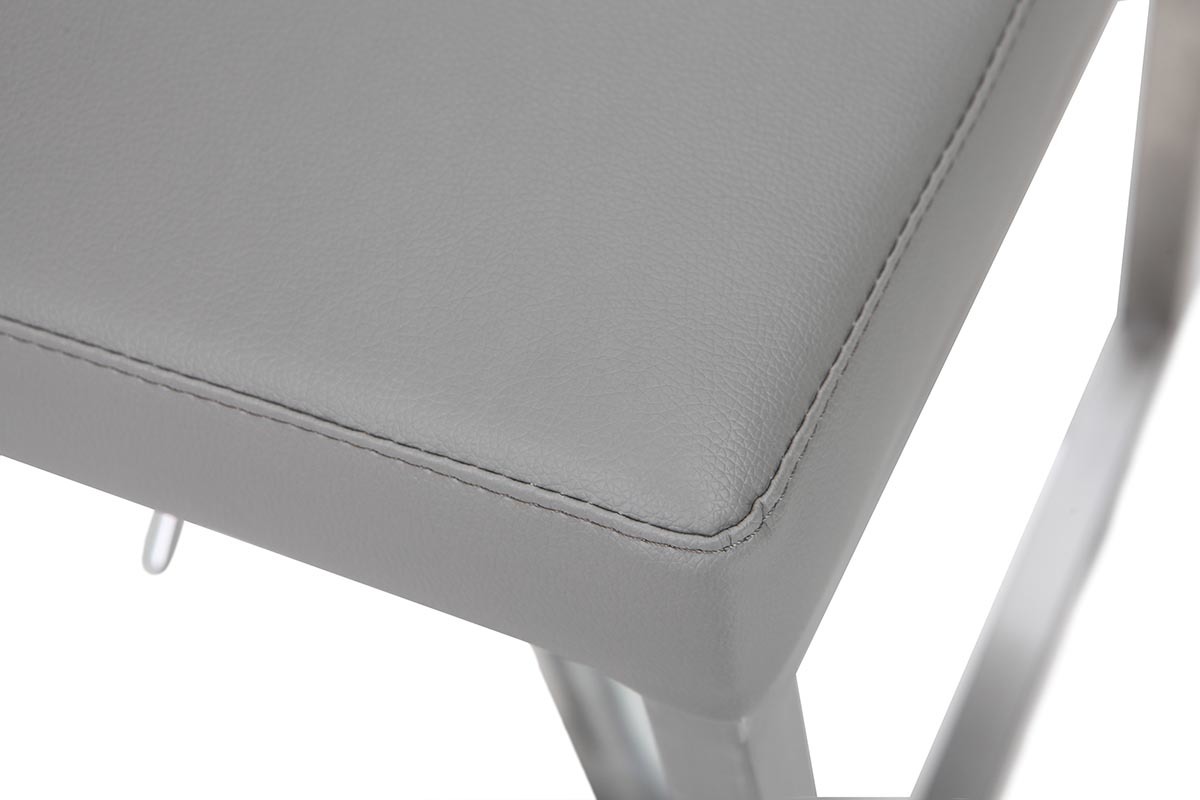 Tabourets de bar relevables gris et acier chrom� (lot de 2) KYLE
