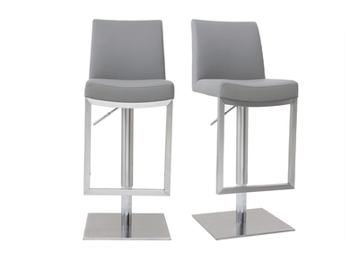 Tabourets de bar relevables gris et acier chrom&eacute; (lot de 2) KYLE