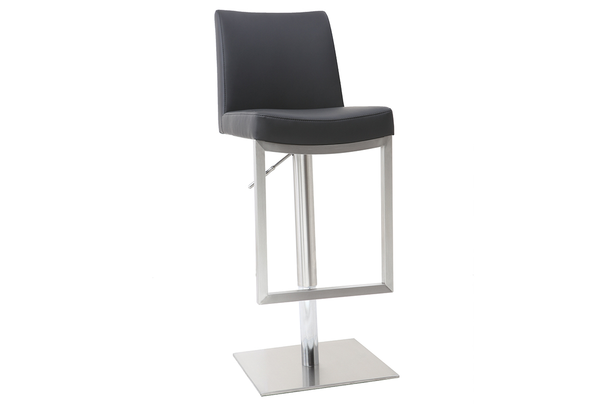 Tabourets de bar relevables noir et acier chrom� (lot de 2) KYLE