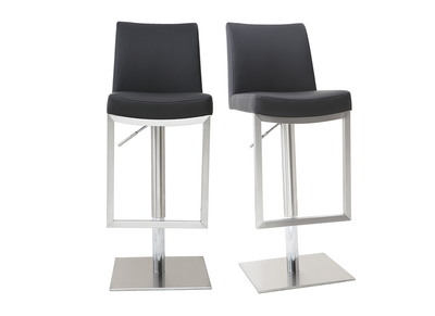 Tabourets de bar relevables noir et acier chrom&eacute; (lot de 2) KYLE