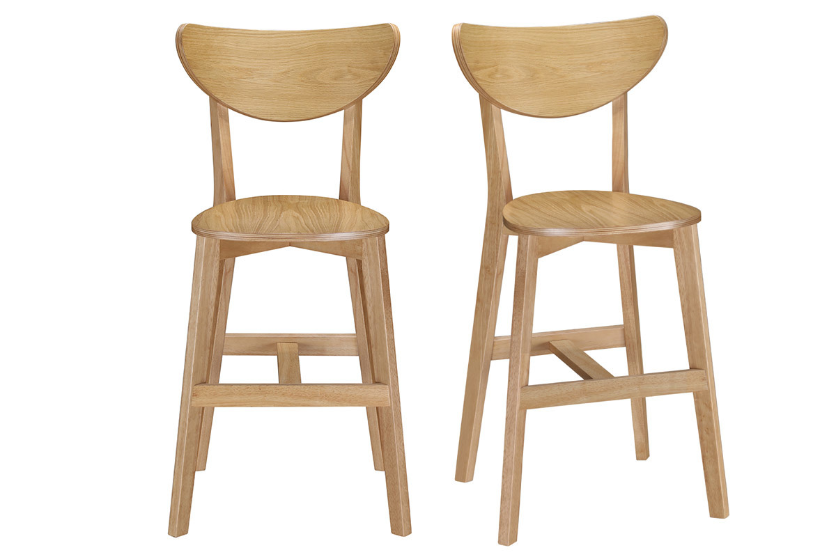 Tabourets de bar scandinaves finition ch�ne H65 cm (lot de 2) LEENA