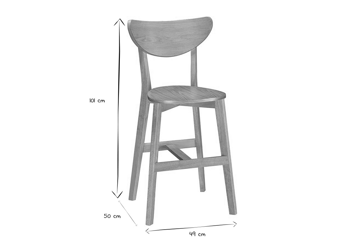 Tabourets de bar scandinaves finition ch�ne H65 cm (lot de 2) LEENA