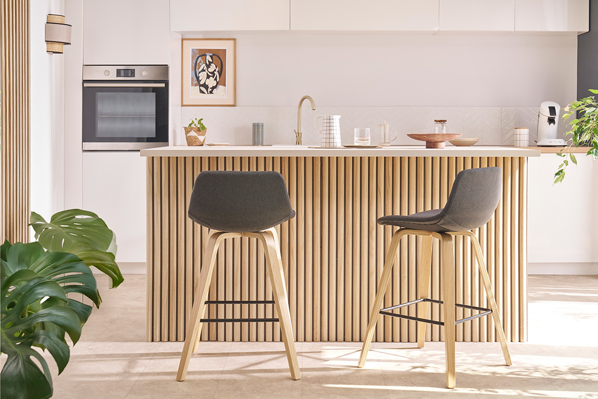 Tabourets de bar scandinaves gris fonc� H65 cm (lot de 2) NONIE