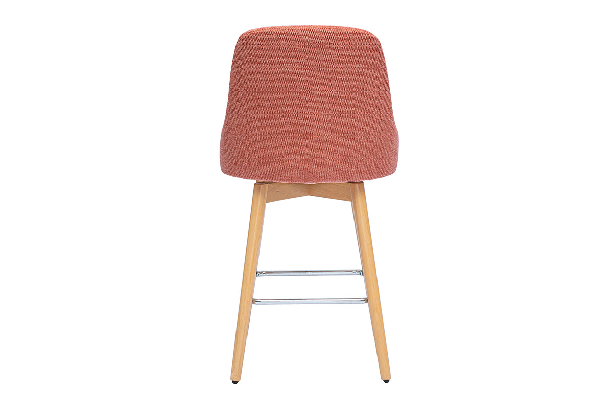 Tabouret de bar scandinave en tissu terracotta vu de dos.