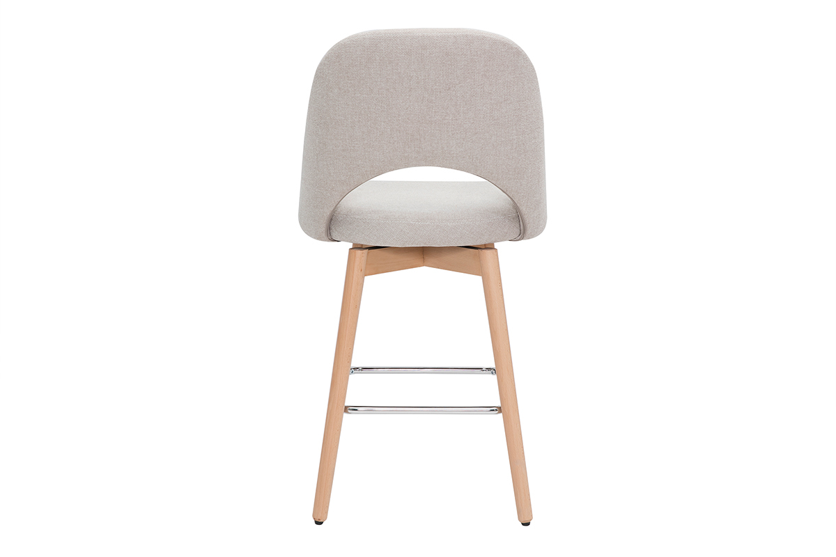 Tabouret de bar scandinave beige, dossier incurv�, pi�tement h�v�a vu de dos.