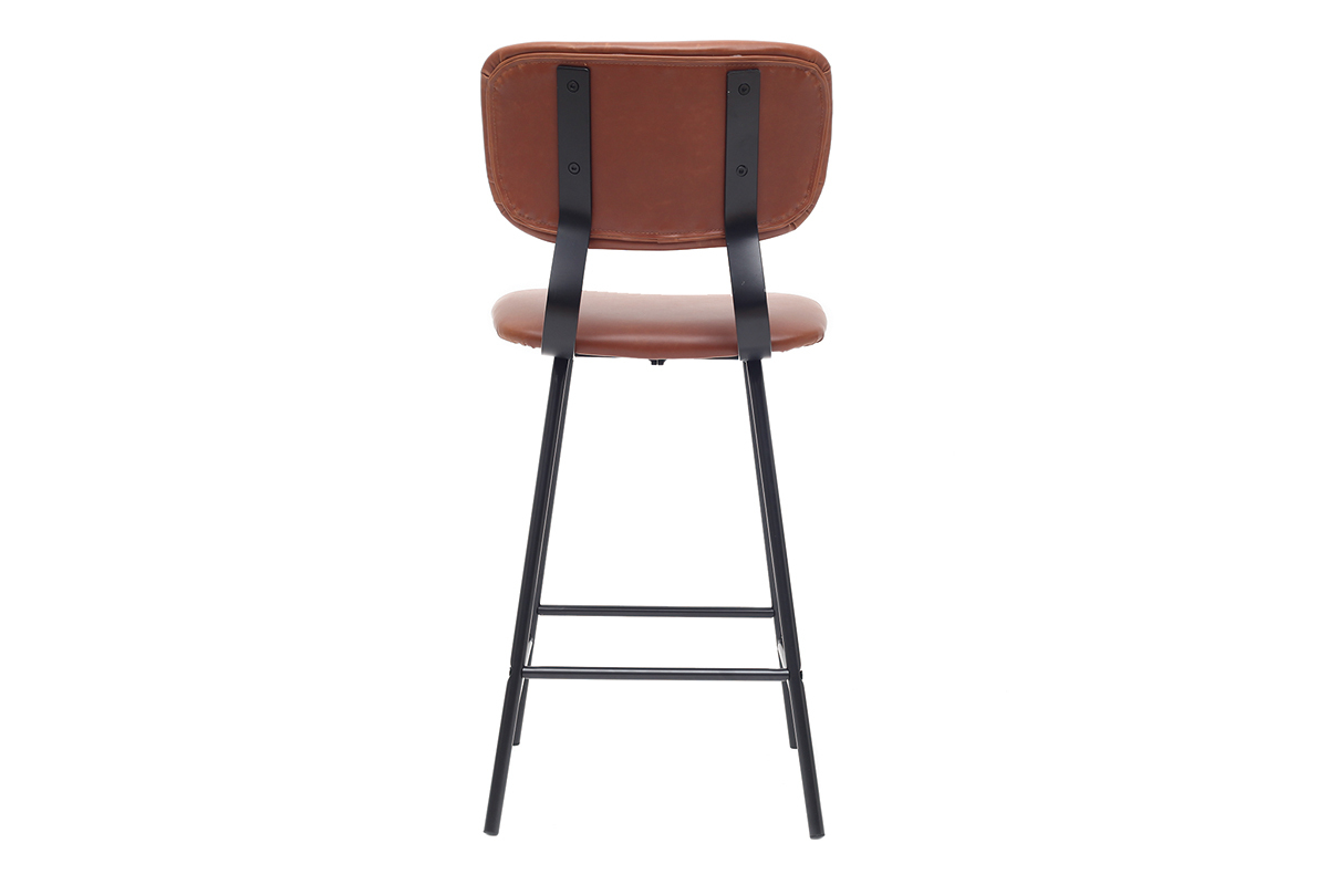 Tabourets de bar vintage marron clair avec pieds m�tal 65 cm (lot de 2) LAB
