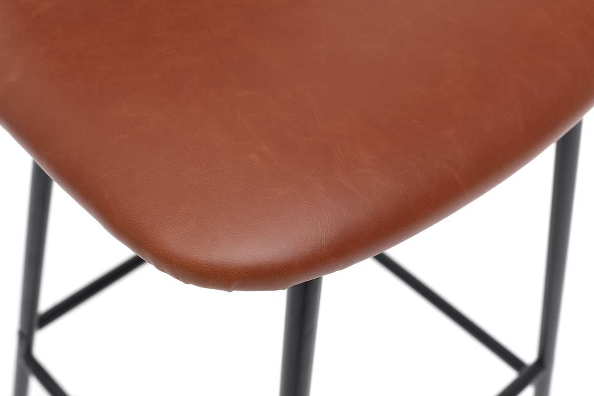 Tabourets de bar vintage marron clair avec pieds m�tal 65 cm (lot de 2) LAB
