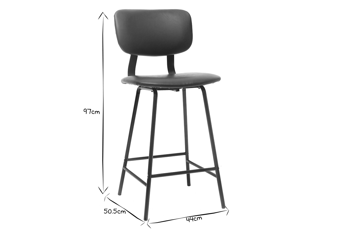 Tabourets de bar vintage marron clair avec pieds m�tal 65 cm (lot de 2) LAB