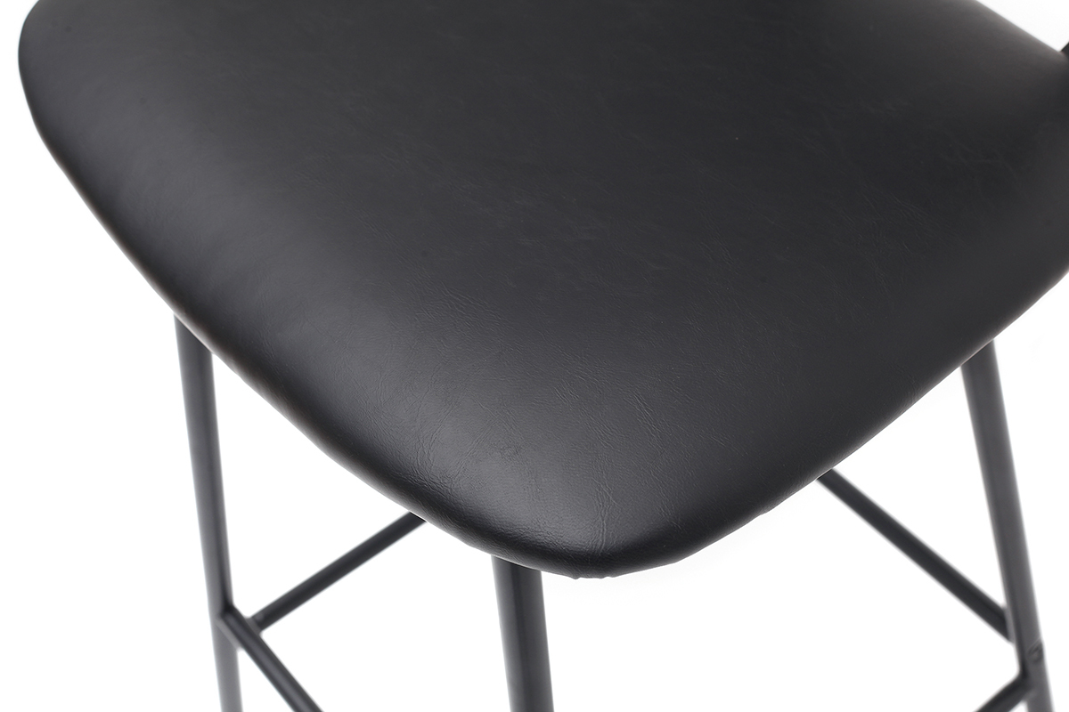 Tabourets de bar vintage noir avec pieds m�tal 65cm (lot de 2) LAB