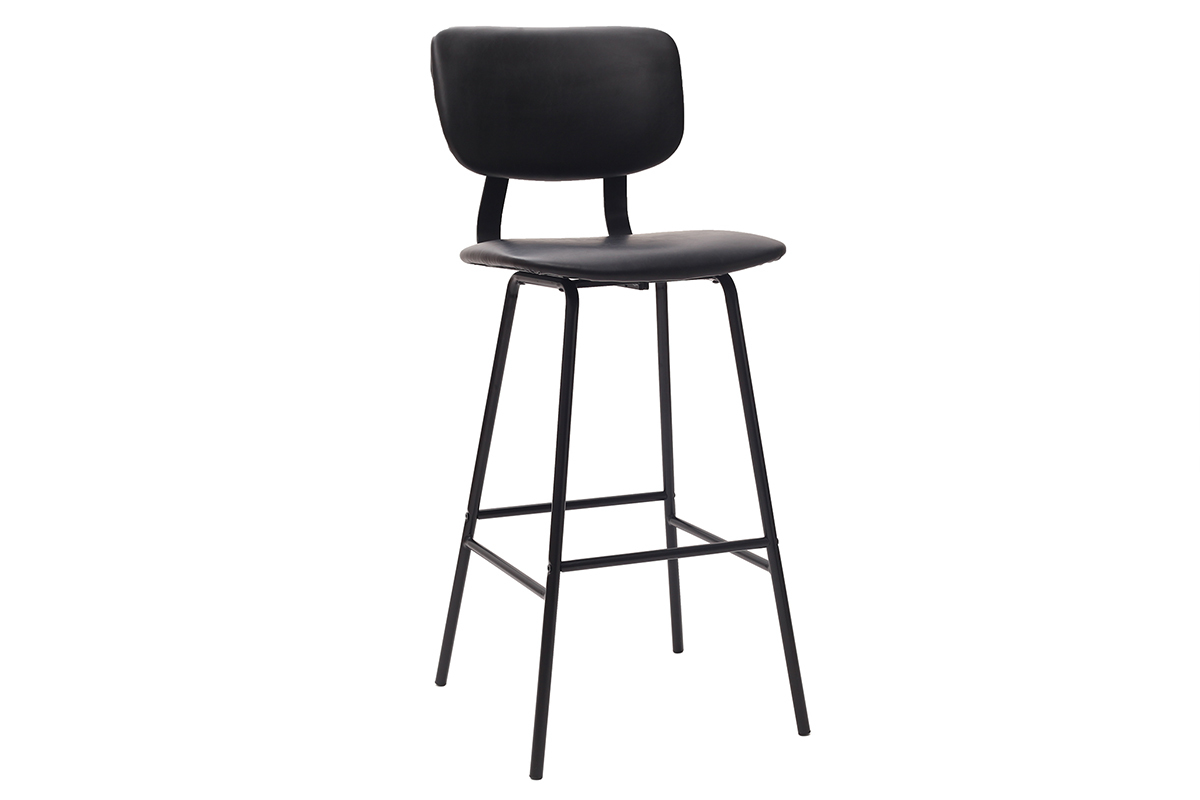 Tabourets de bar vintage noirs avec pieds m�tal 75 cm (lot de 2) LAB