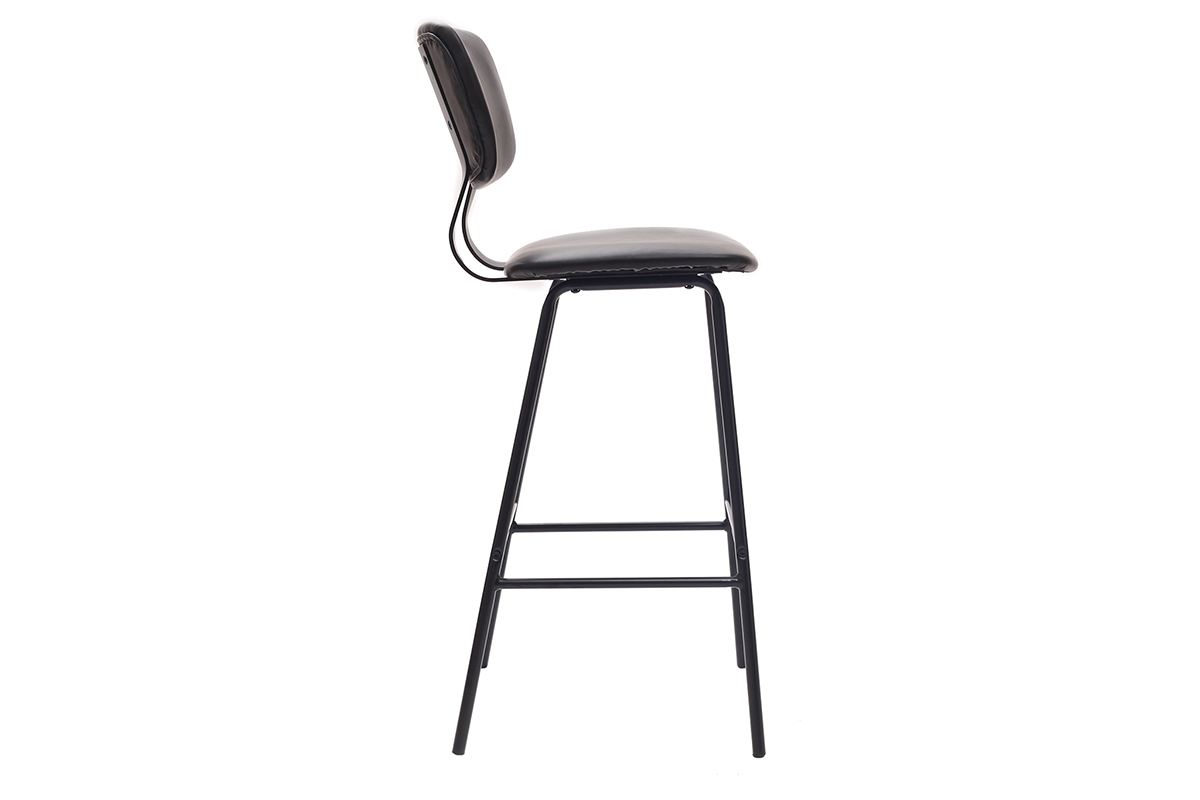 Tabourets de bar vintage noirs avec pieds m�tal 75 cm (lot de 2) LAB