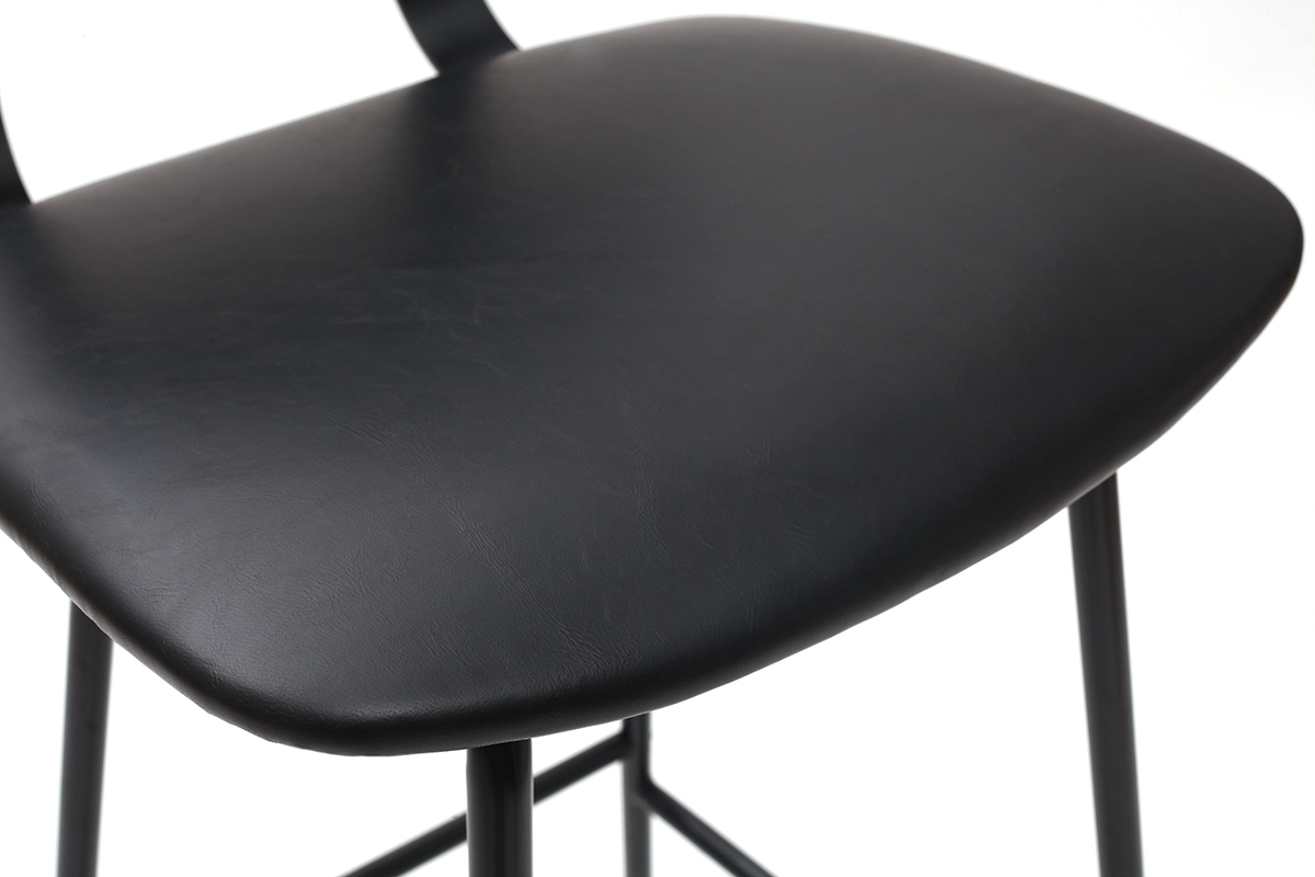 Tabourets de bar vintage noirs avec pieds m�tal 75 cm (lot de 2) LAB