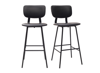 Tabourets de bar vintage noirs avec pieds m&eacute;tal 75 cm (lot de 2) LAB