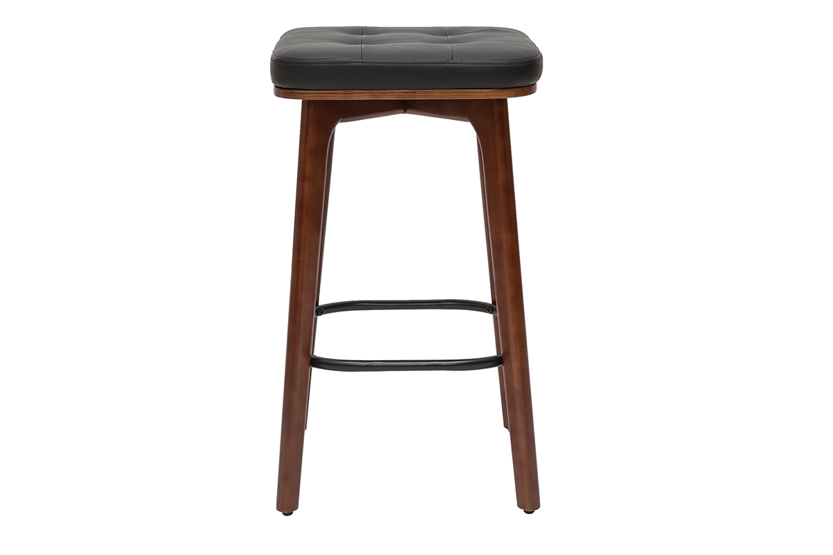 Tabourets de bar vintage noirs et bois fonc� 65 cm (lot de 2) GRAMMA