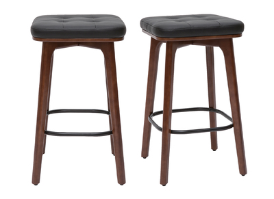 Tabourets de bar vintage noirs et bois fonc&eacute; 65 cm (lot de 2) GRAMMA