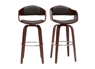Tabourets de bar vintage pivotants 360&deg; noyer H67.5 cm (lot de 2) GAO