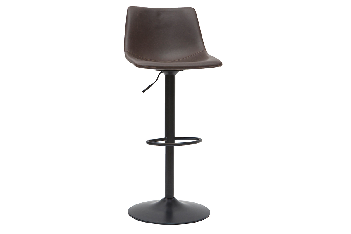 Tabourets de bar vintage r�glables pivotants marron (lot de 2) NEW ROCK