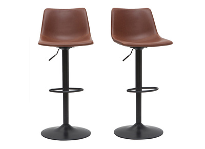 Tabourets de bar vintage r&eacute;glables pivotants marron clair (lot de 2) NEW ROCK
