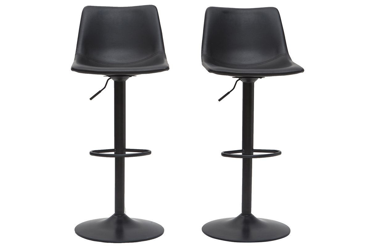 Tabourets de bar vintage r�glables pivotants noirs (lot de 2) NEW ROCK