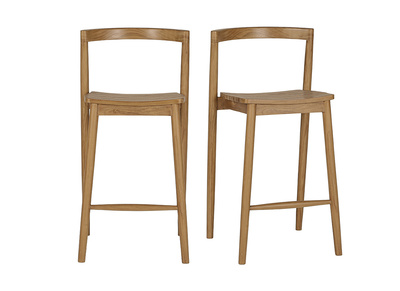 Tabourets de jardin empilables en bois teck massif H70 cm (lot de 2) OMBAK