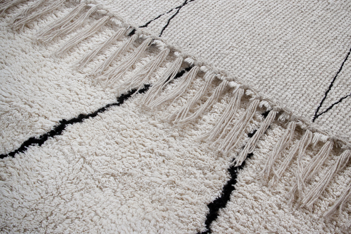 Tapis berb�re � franges en coton �cru 160 x 230cm HODNA