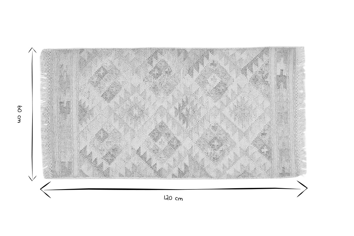 Tapis berb�re beige � motifs en laine et coton 60 x 120 cm MAKA�
