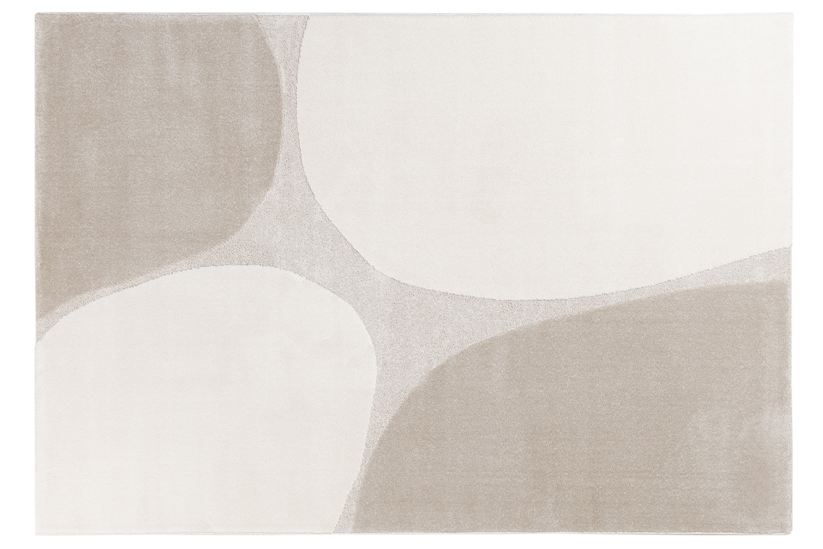 Tapis rectangulaire beige 160 x 230 cm LUMA avec motifs doux, vue de dessus.