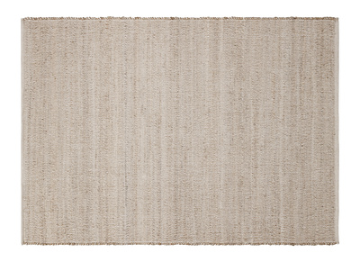 Tapis rectangulaire beige en jute et coton tiss&eacute; 160 x 230 cm CAMAO