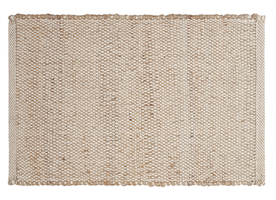 Tapis rectangulaire beige en jute et coton tiss&eacute;s L140 x L200 EFFIA