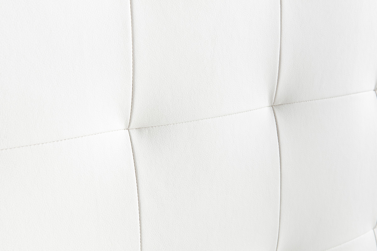 T�te de lit capitonn�e blanc cass� 160 cm HALCIONA