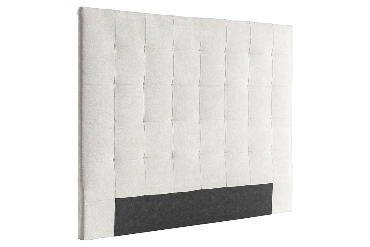 T�te de lit capitonn�e en tissu beige clair naturel L160 cm HALCIONA