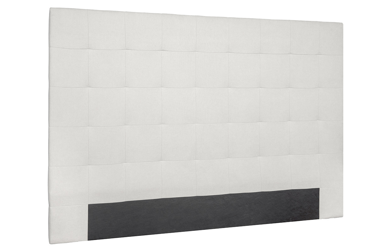 T�te de lit capitonn�e en tissu beige clair naturel L180 cm HALCIONA