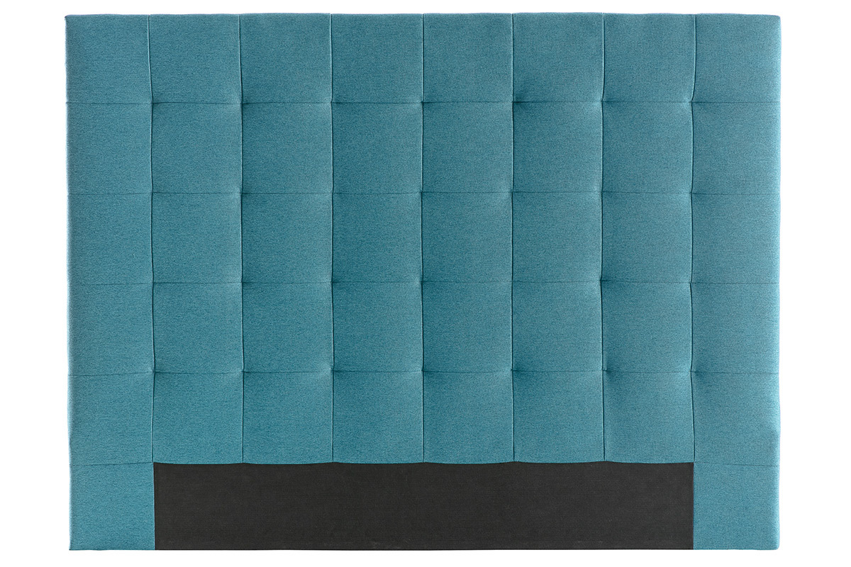 T�te de lit capitonn�e en tissu bleu canard L140 cm HALCIONA