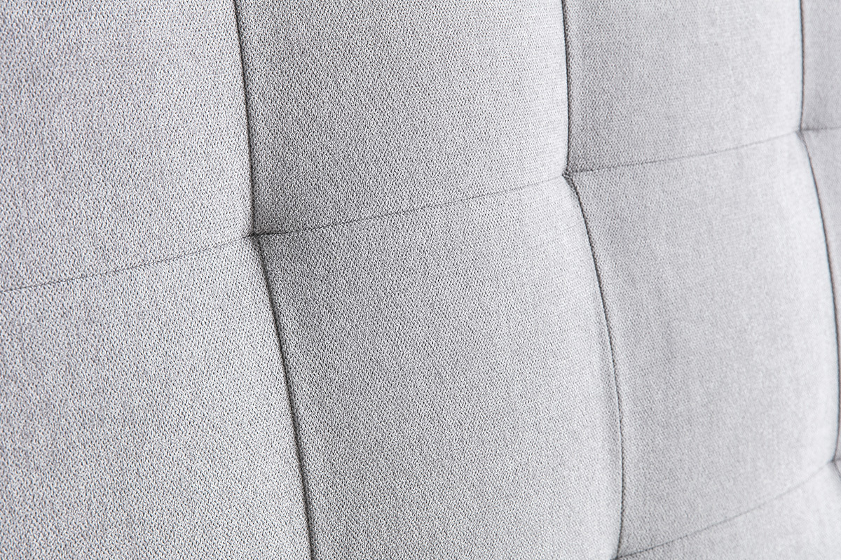T�te de lit capitonn�e en tissu gris L140 cm HALCIONA