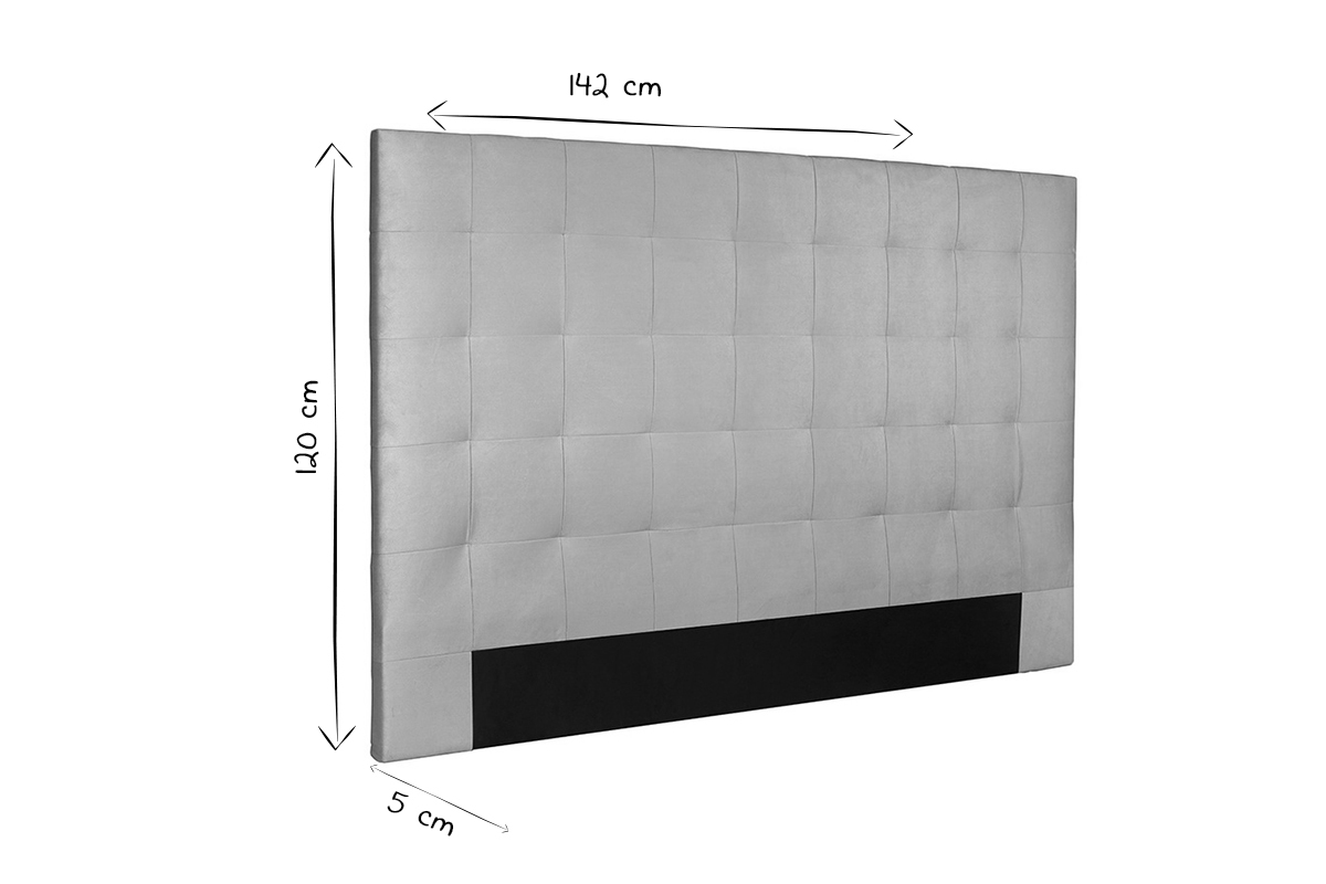 T�te de lit capitonn�e en tissu gris L140 cm HALCIONA