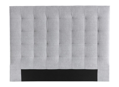 T&ecirc;te de lit capitonn&eacute;e en tissu gris L140 cm HALCIONA