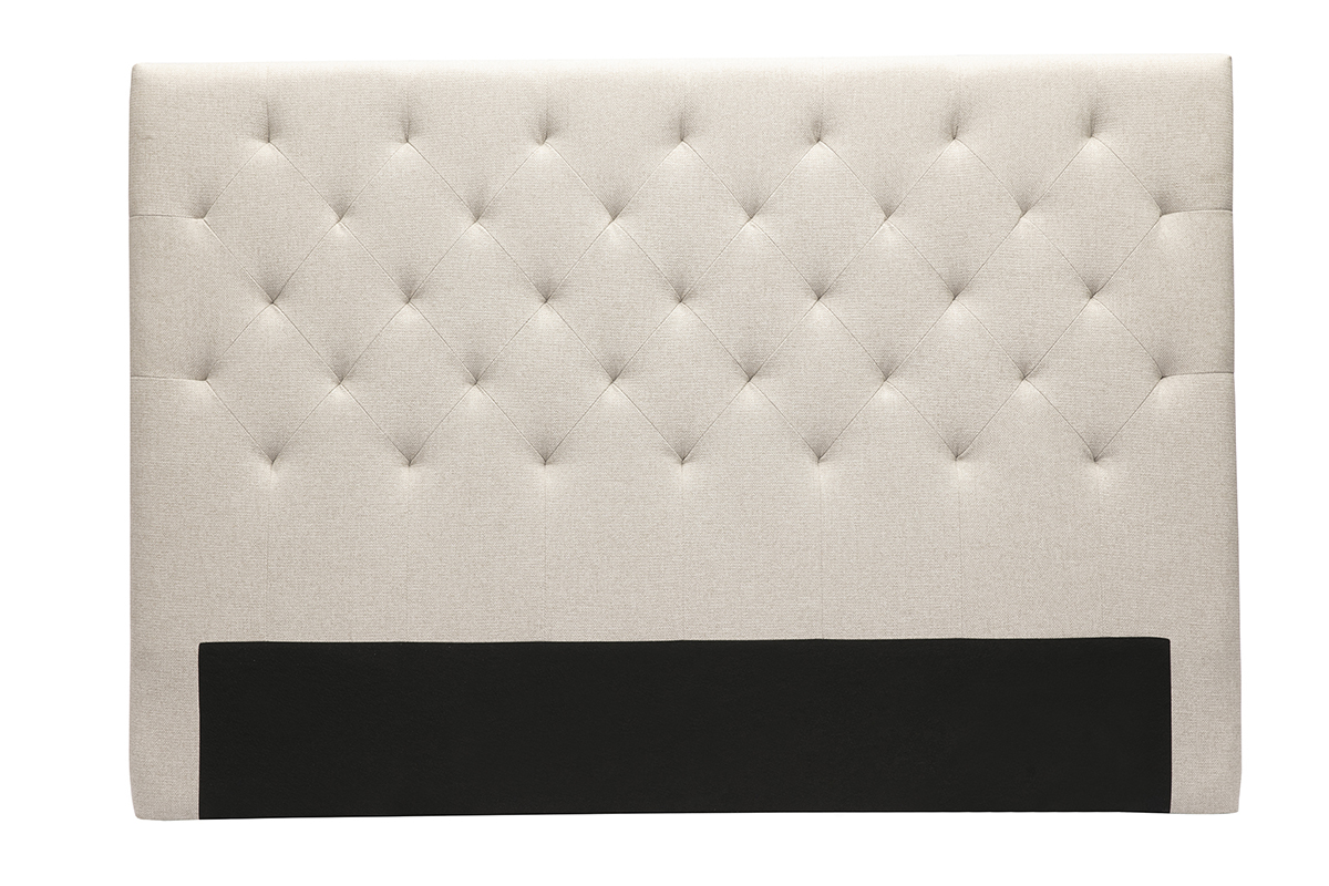 T�te de lit capitonn�e en tissu naturel L160 cm ENGUERRAND en polyester.