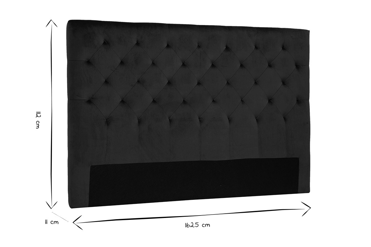 T�te de lit capitonn�e en tissu velours bleu nuit L160 cm ENGUERRAND