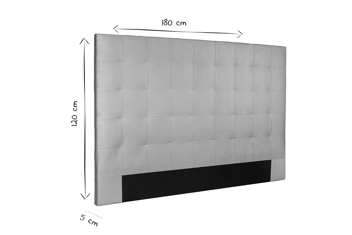 T�te de lit capitonn�e en tissu velours taupe L180 cm HALCIONA