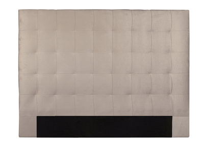 T&ecirc;te de lit capitonn&eacute;e en tissu velours taupe L180 cm HALCIONA