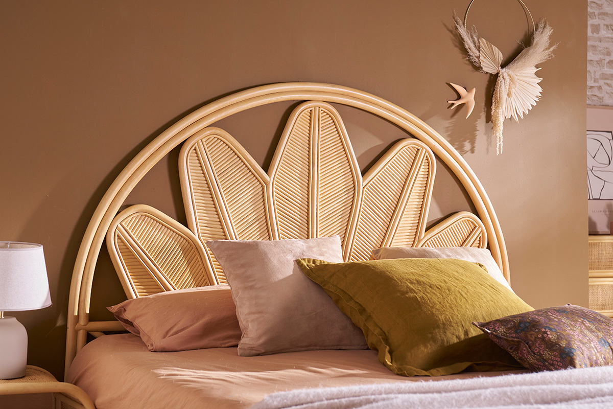 T�te de lit d�co en rotin L160 cm NALAH