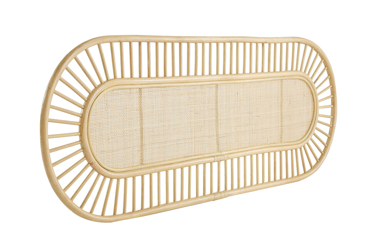 T�te de lit d�co en rotin naturel et cannage L165 cm BOW